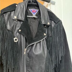 MOB Black Leather Jacket with Fringe